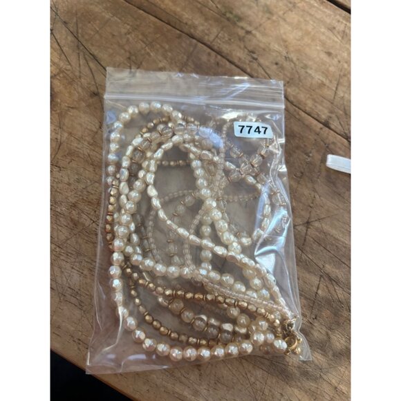 Layered Faux Pearl & Gold Beaded Necklace With Adjustable Clasp - Picture 3 of 10